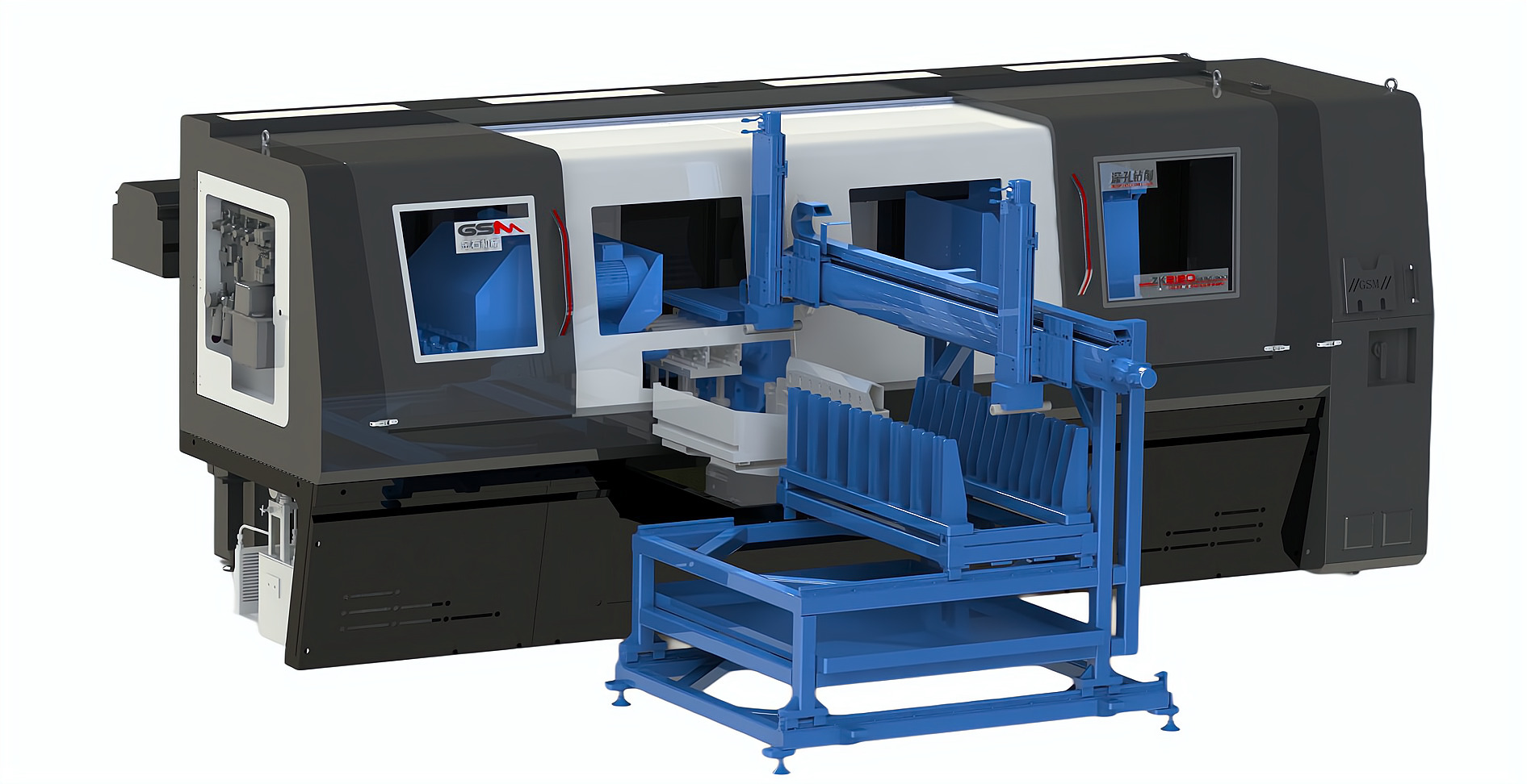 ZK2120×4B/500A 深孔鉆自動化機(jī)型加工新能源電機(jī)軸，單機(jī)自動化